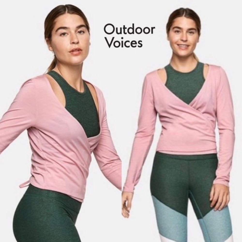 NWT Outdoor Voices Merino Wrap Top S Lilac Pink